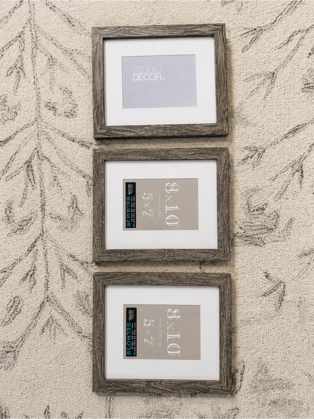Set 3 Studio Décor Belmont 8x10 Picture Frames Rustic Gray Wood Look Matted 5x7